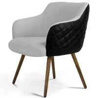 Kit 02 Poltronas Pés Palito Linho Cinza D-315 Corano Preto - 2