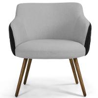 Kit 02 Poltronas Pés Palito Linho Cinza D-315 Corano Preto - 7