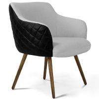 Kit 02 Poltronas Pés Palito Linho Cinza D-315 Corano Preto - 8