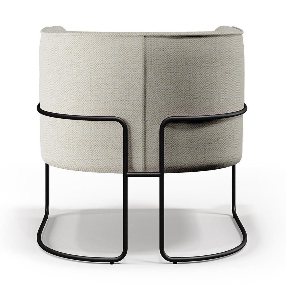 Poltrona Fixa Base De Aço Preto Linho Champagne A-49 - 3