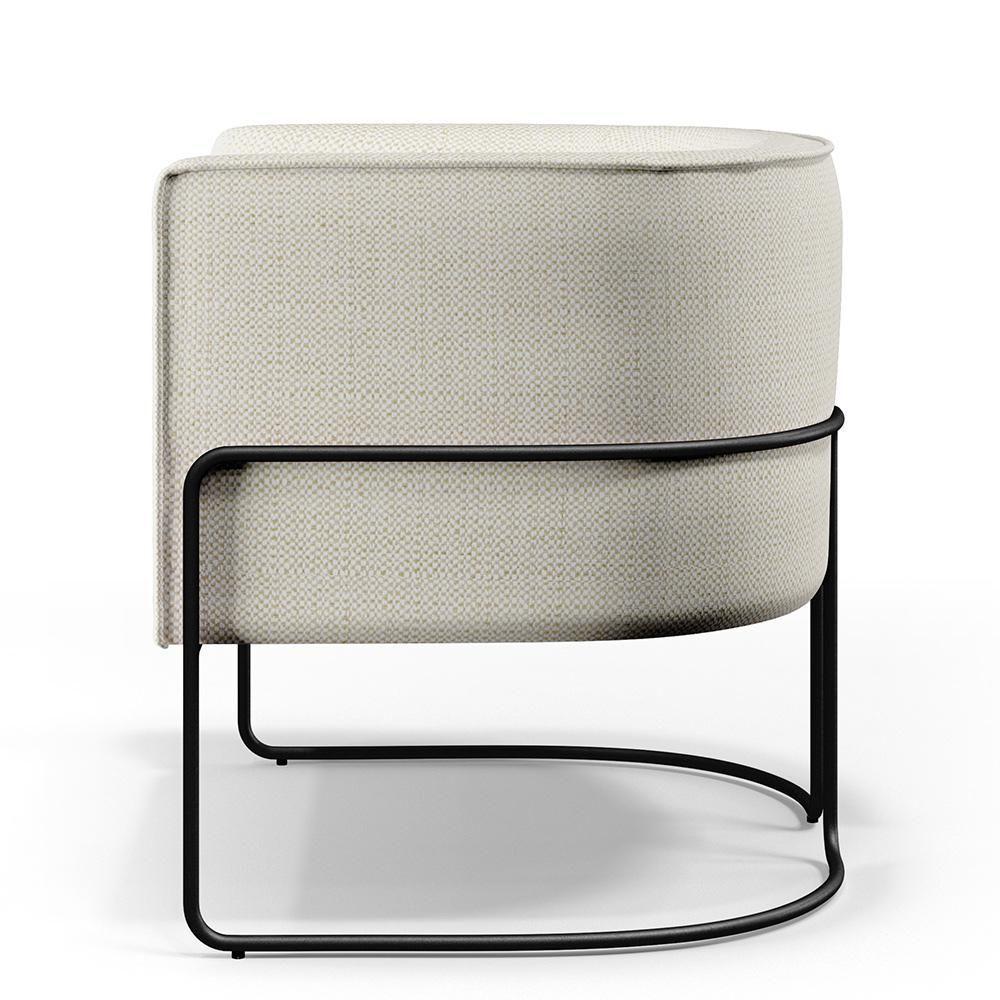 Poltrona Fixa Base De Aço Preto Linho Champagne A-49 - 5