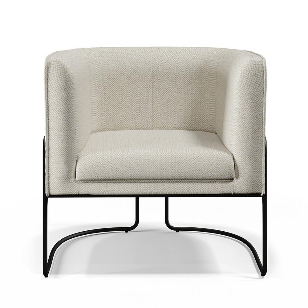 Poltrona Fixa Base De Aço Preto Linho Champagne A-49 - 8
