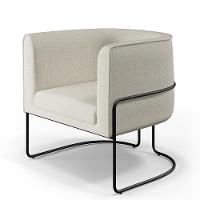 Poltrona Fixa Base De Aço Preto Linho Champagne A-49 - 1