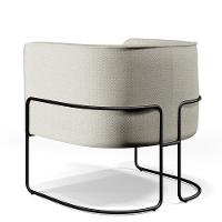 Poltrona Fixa Base De Aço Preto Linho Champagne A-49