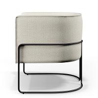 Poltrona Fixa Base De Aço Preto Linho Champagne A-49 - 6