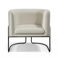 Poltrona Fixa Base De Aço Preto Linho Champagne A-49 - 12