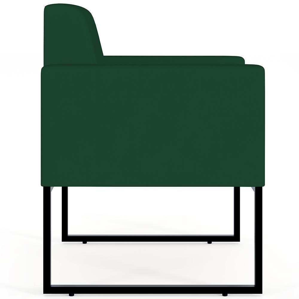 Kit 02 Poltronas Base Fixa Metal Suede Verde Musgo - 5