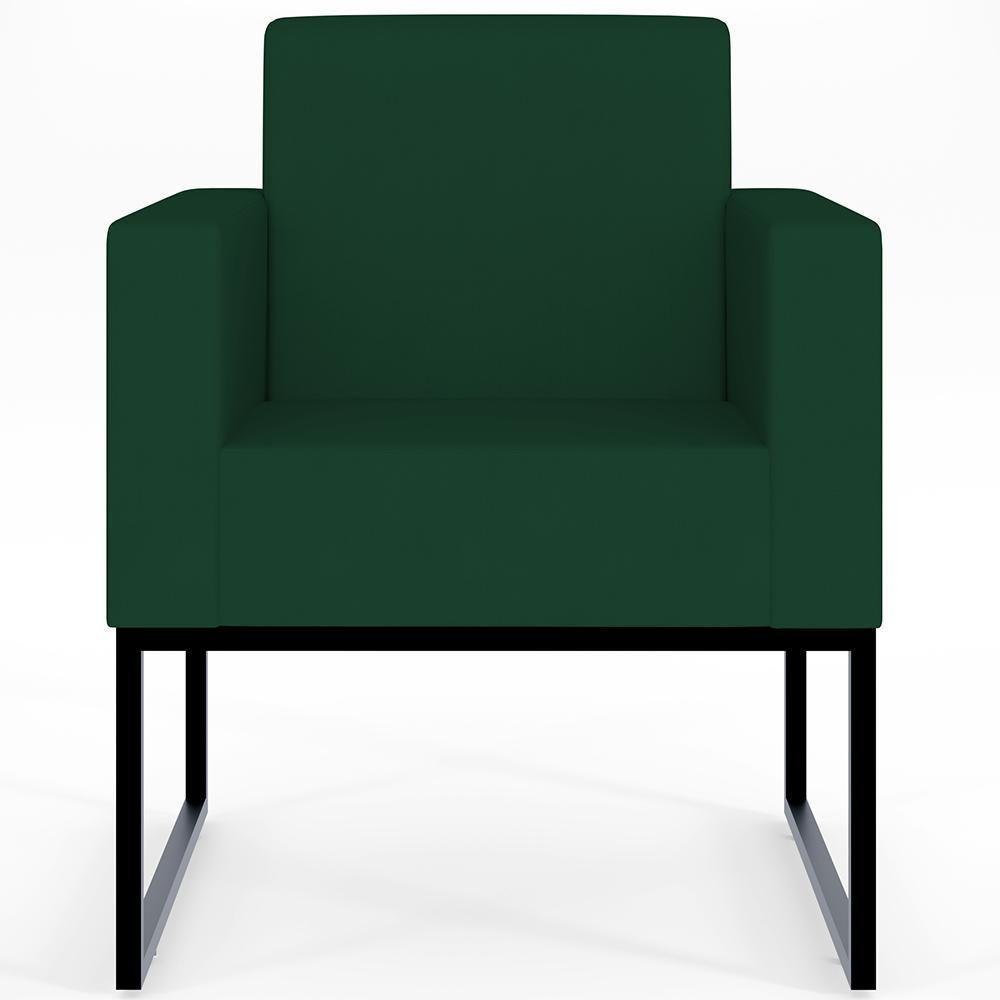Kit 02 Poltronas Base Fixa Metal Suede Verde Musgo - 6