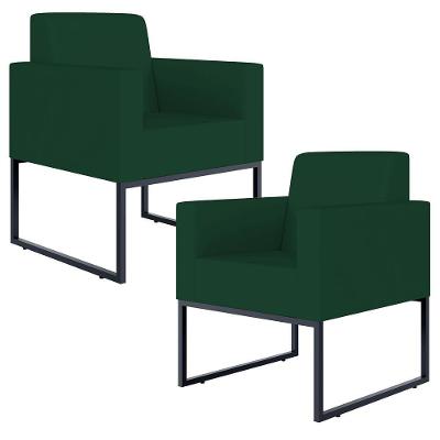 Kit 02 Poltronas Decorativas Helô L02 Suede Verde Lyam Decor