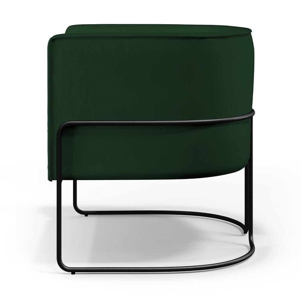 Poltrona Fixa Base De Aço Preto Veludo Verde Musgo C-303 - 5