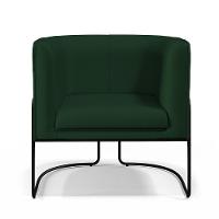 Poltrona Fixa Base De Aço Preto Veludo Verde Musgo C-303 - 8