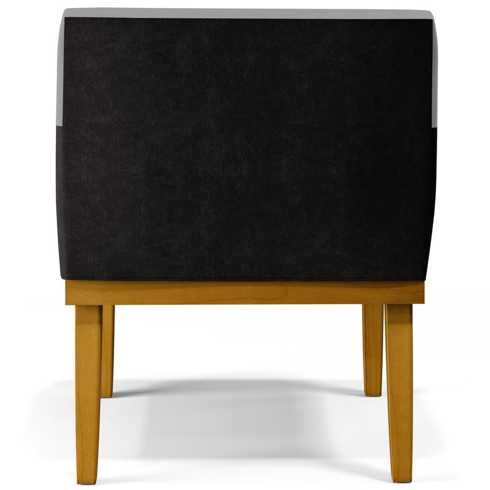 Kit 02 Poltronas Linho Cinza Escuro Couríssimo Preto - 2