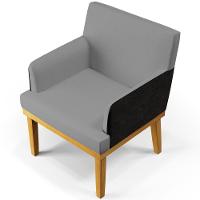 Kit 02 Poltronas Linho Cinza Escuro Couríssimo Preto