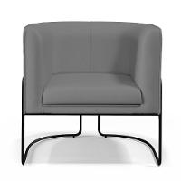 Poltrona Fixa Base De Aço Preto Veludo Cinza C-317 - 15