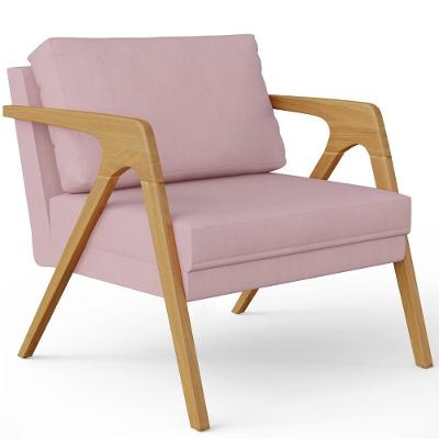 Poltrona Pietra Decorativa Para Sala De Estar Suede Rosê Lyam Decor