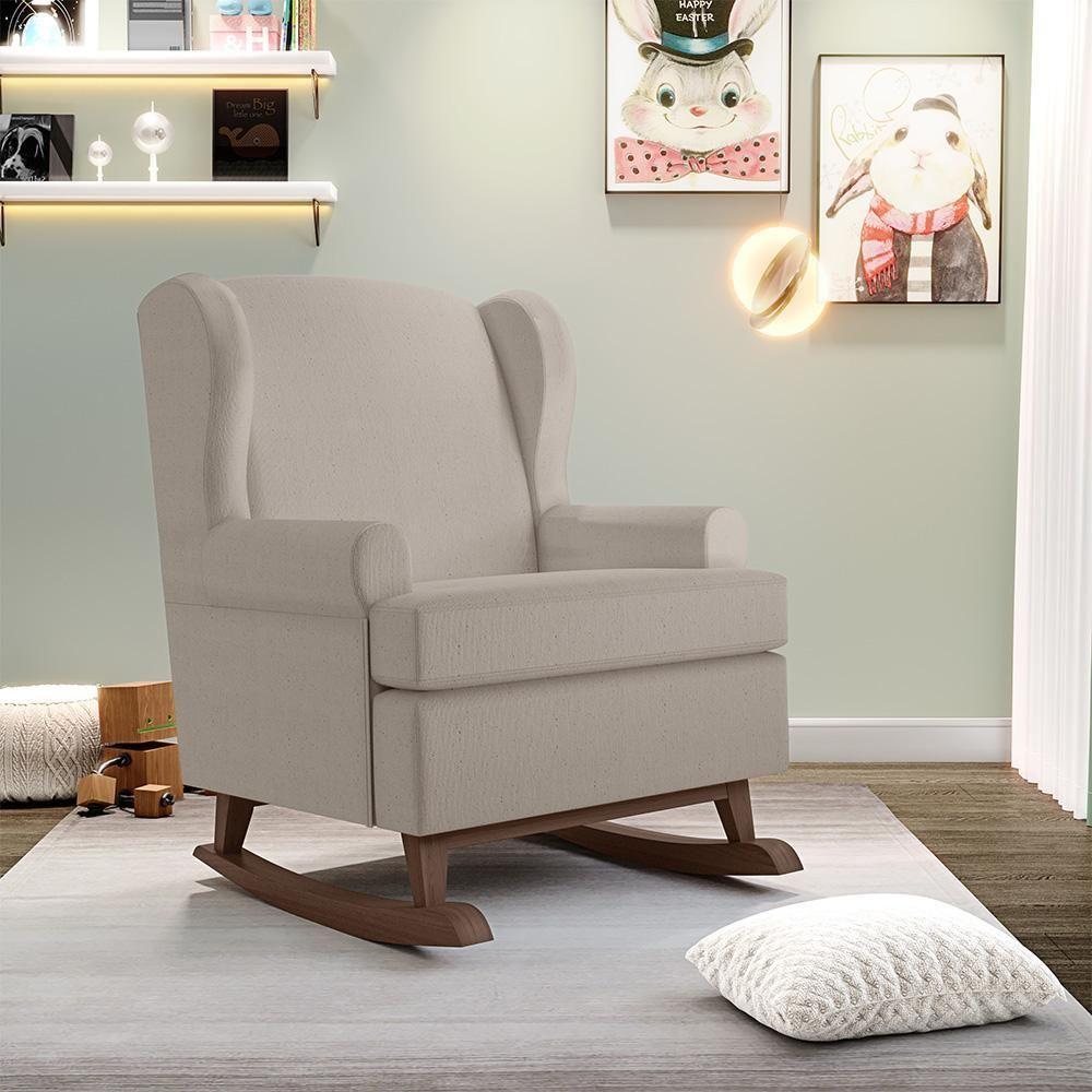 Kit 02 Poltronas Malu Base De Madeira P02 Linho Bege - 8