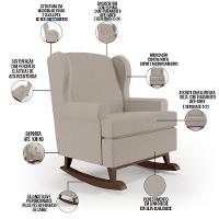 Kit 02 Poltronas Malu Base De Madeira P02 Linho Bege - 6