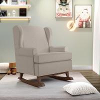 Kit 02 Poltronas Malu Base De Madeira P02 Linho Bege - 8