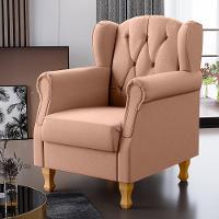 Kit 02 Poltronas Para Sala De Estar Yara P02 Linho Rosê - 8