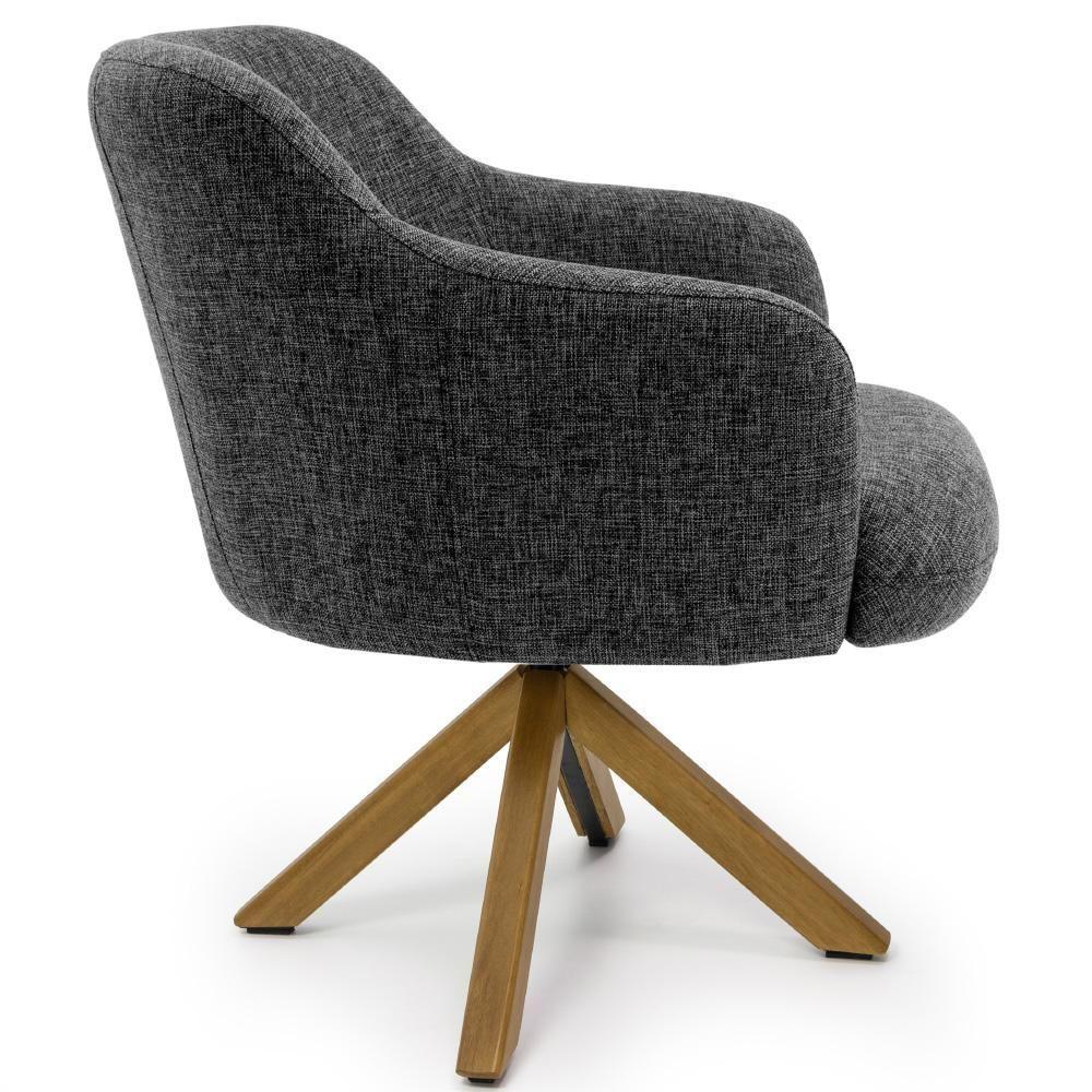 Kit 02 Poltronas Base Giratória Linho Chumbo D-469 - 3