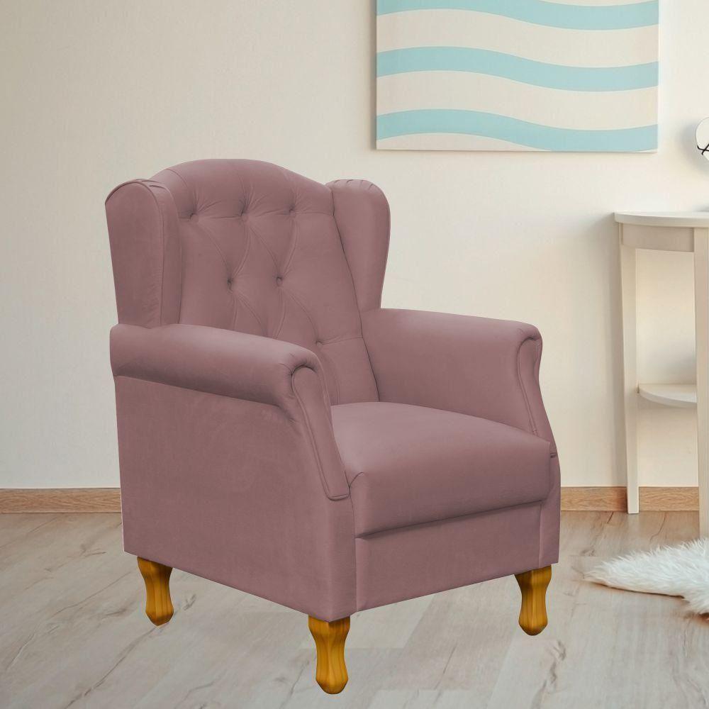 Kit 02 Poltronas Para Sala De Estar Yara P02 Suede Rosê - 7