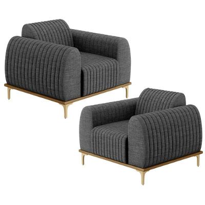 Kit 2 Poltronas Decorativas Molino D02 Linho Cinza Escuro Lyam Decor