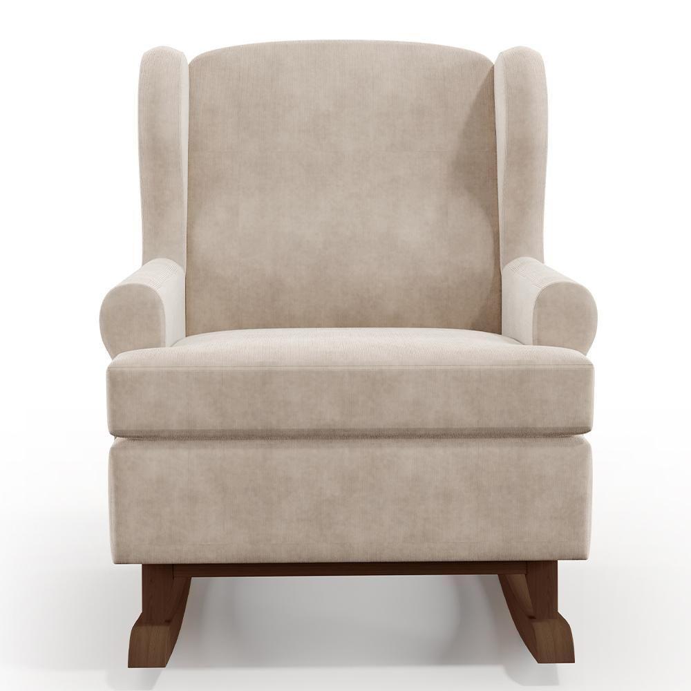 Kit 02 Poltronas Malu Base De Madeira P02 Suede Bege - 4