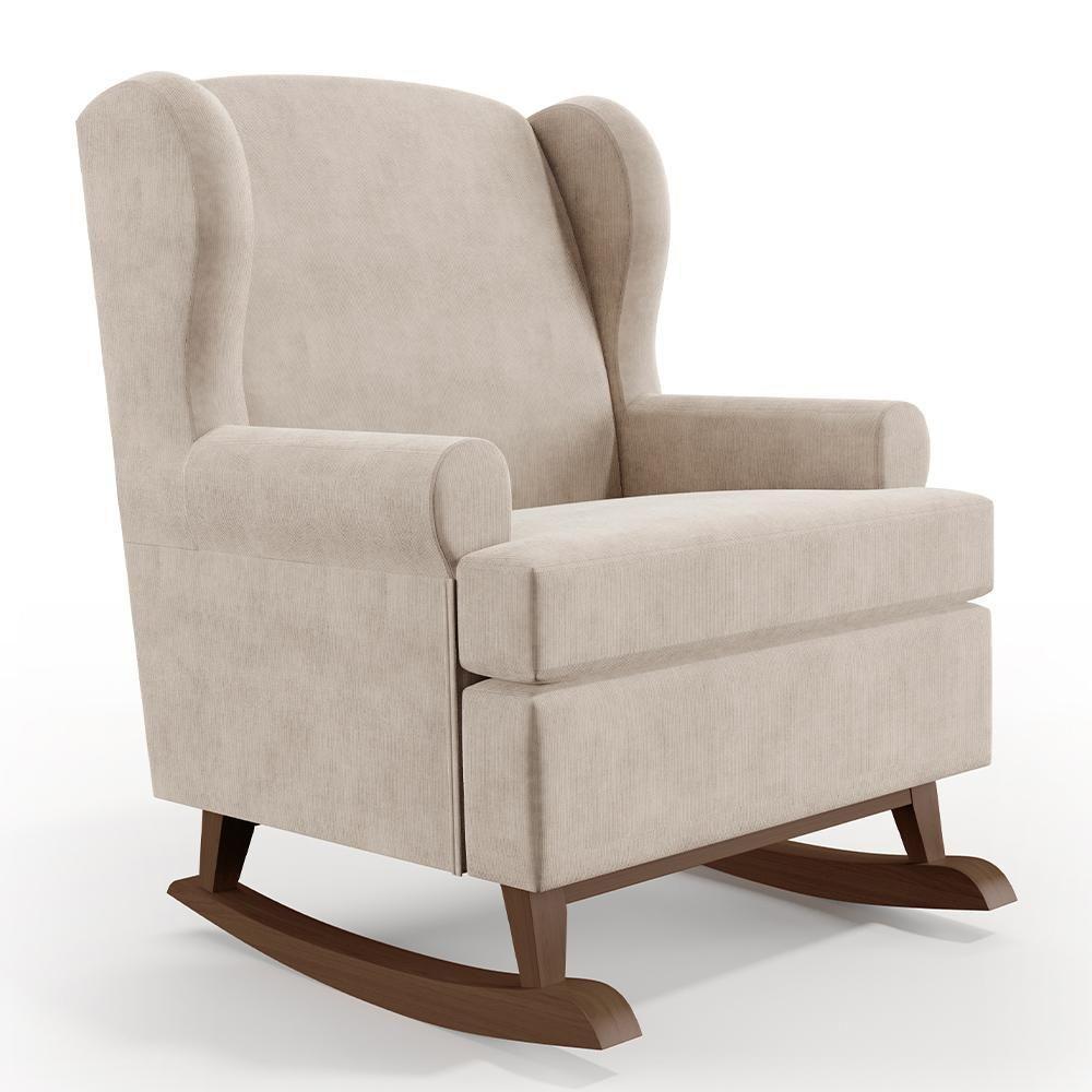 Kit 02 Poltronas Malu Base De Madeira P02 Suede Bege - 7