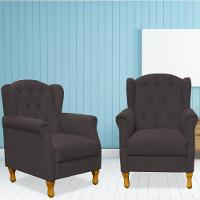 Kit 02 Poltronas Para Sala De Estar Yara P02 Suede Marrom - 19