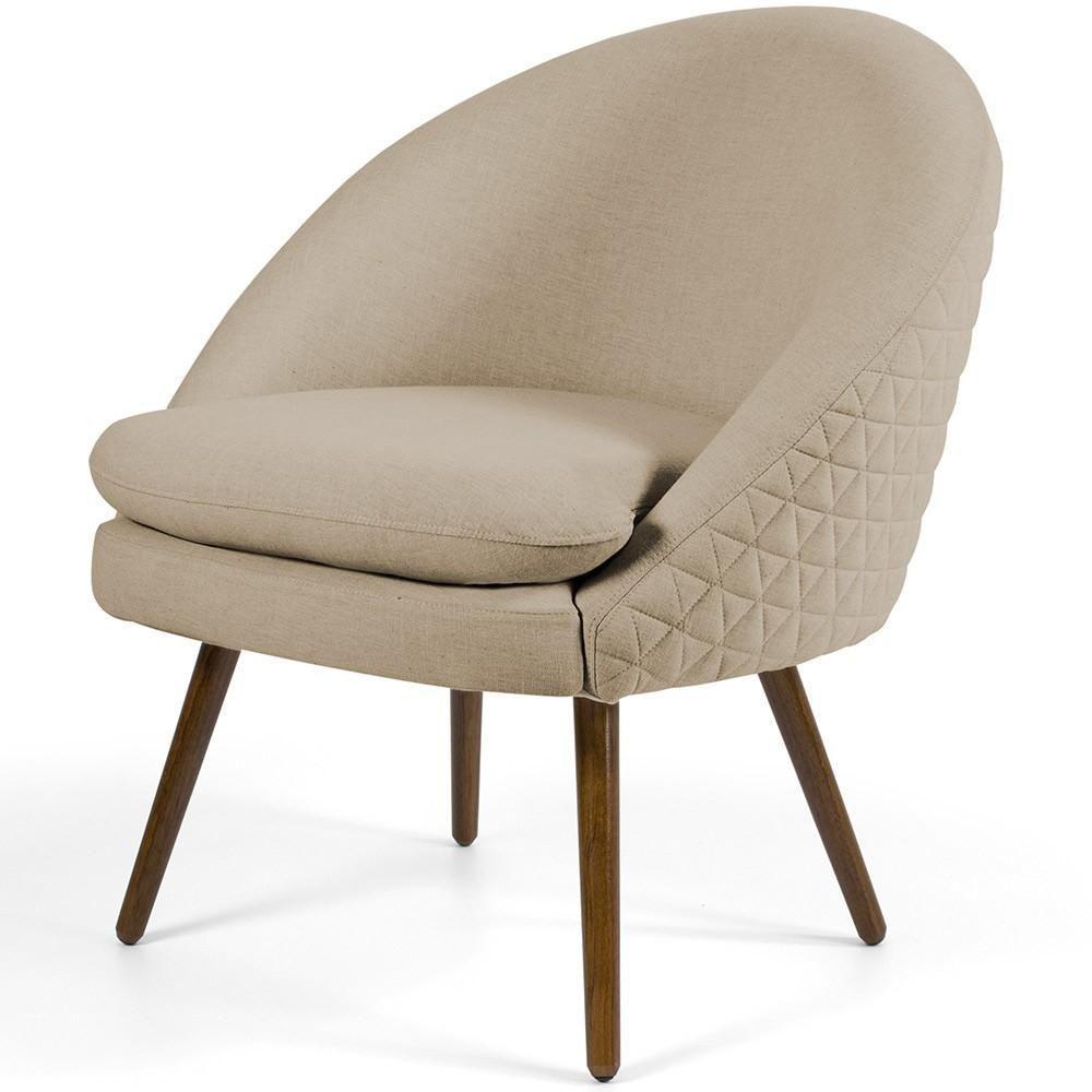 Poltrona Fixa Pés Palito Rafa D02 Tressê Linho Bege C-129 - 1