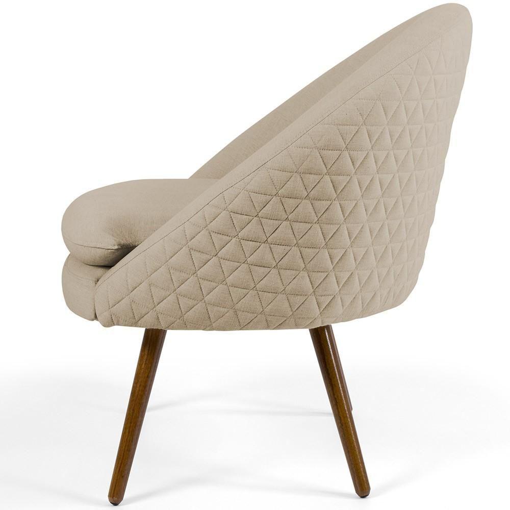 Poltrona Fixa Pés Palito Rafa D02 Tressê Linho Bege C-129 - 4