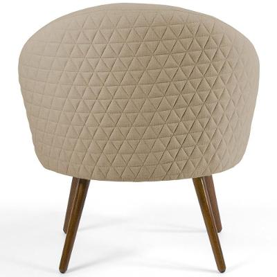 Poltrona Fixa Rafa D02 Pés Palito Tressê Linho Bege Lyam Decor