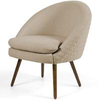 Poltrona Fixa Pés Palito Rafa D02 Tressê Linho Bege C-129 - 1