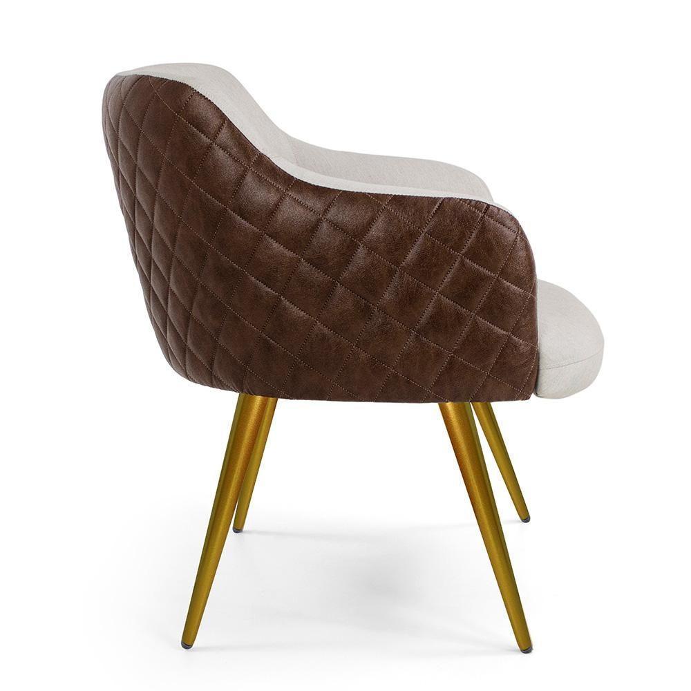 Kit 02 Poltronas New Bronze Linho Bege C-107 Corano Marrom - 3