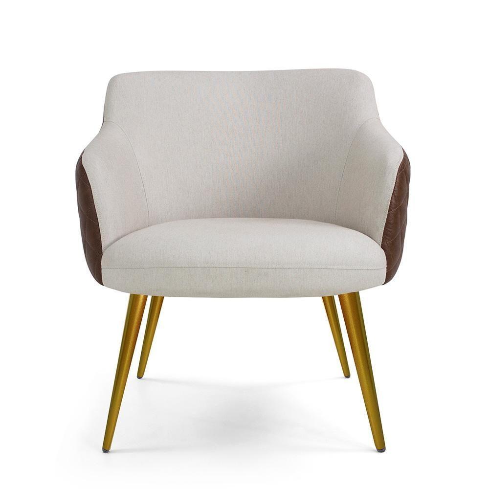 Kit 02 Poltronas New Bronze Linho Bege C-107 Corano Marrom - 7