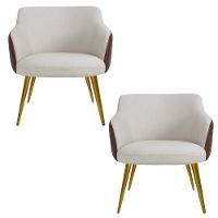 Kit 02 Poltronas New Bronze Linho Bege C-107 Corano Marrom - 1