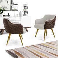 Kit 02 Poltronas New Bronze Linho Bege C-107 Corano Marrom - 8