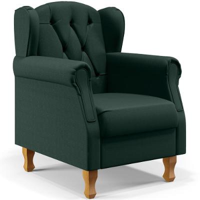 Poltrona Para Sala De Estar Yara P02 Linho Verde Musgo