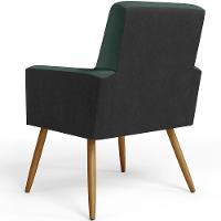 Kit 02 Poltronas Pés Palito Linho Verde Musgo Preto