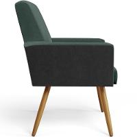 Kit 02 Poltronas Pés Palito Linho Verde Musgo Preto - 5