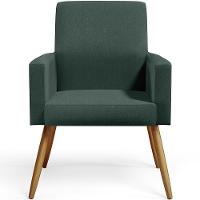 Kit 02 Poltronas Pés Palito Linho Verde Musgo Preto - 15