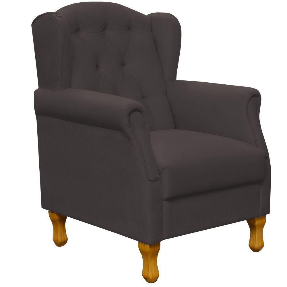Poltrona Para Sala De Estar Yara P02 Suede Marrom - 1