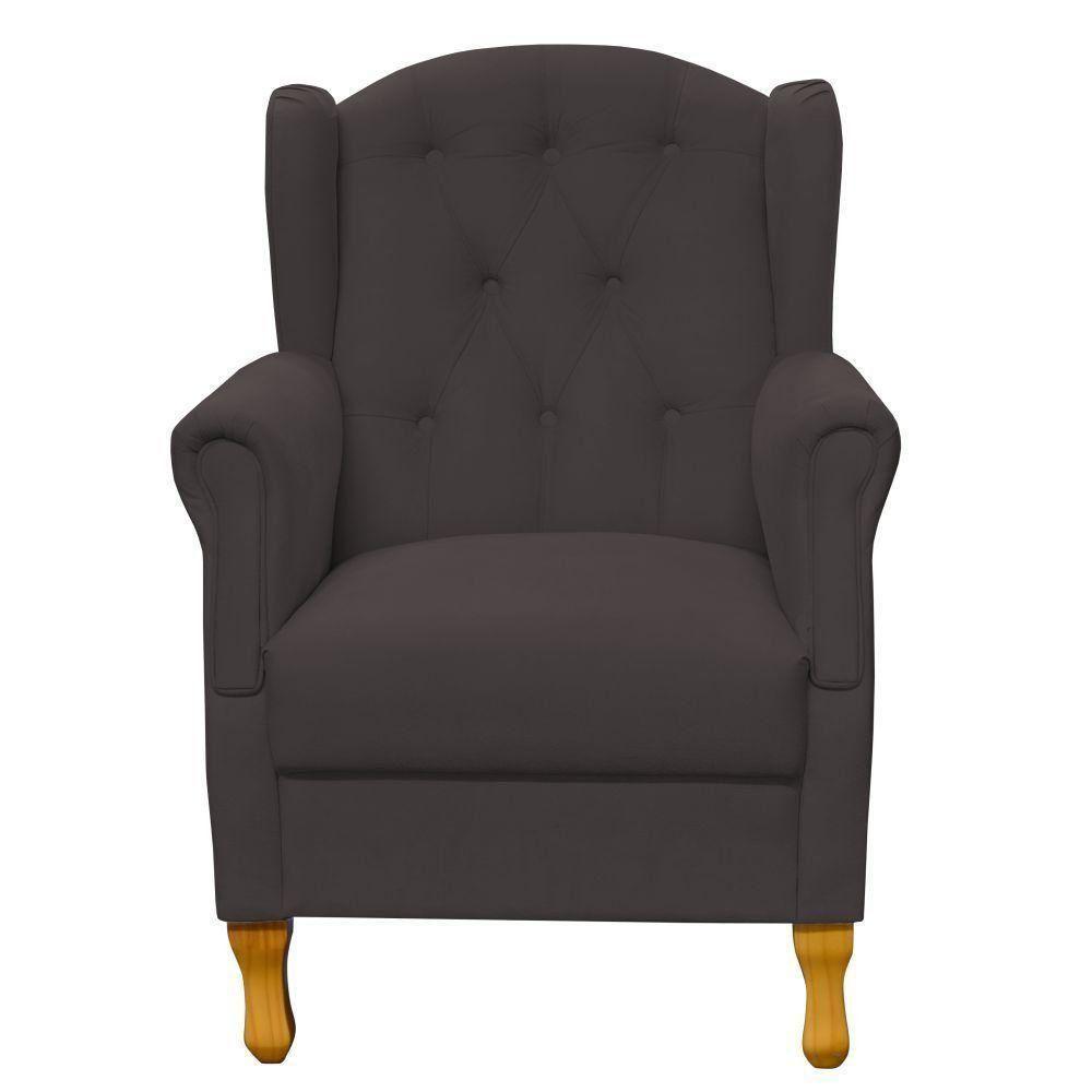 Poltrona Para Sala De Estar Yara P02 Suede Marrom - 5