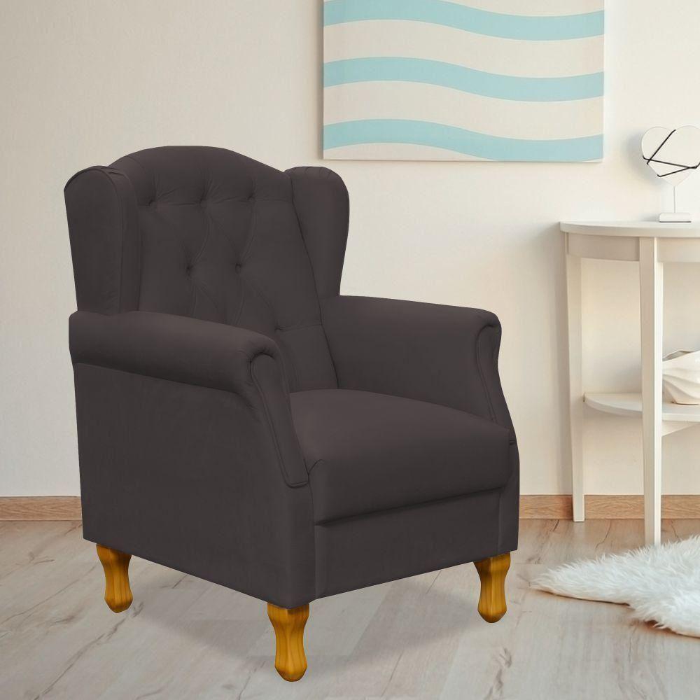 Poltrona Para Sala De Estar Yara P02 Suede Marrom - 6