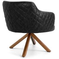 Kit 02 Poltronas Base Giratória Linho Cinza Corano Preto - 3