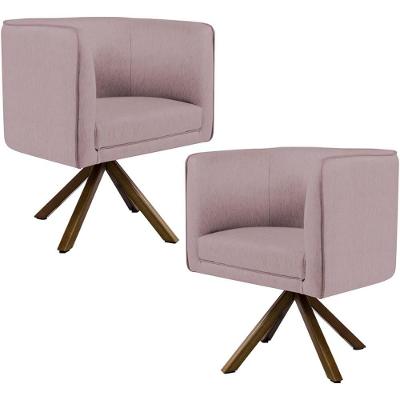 Kit 2 Poltronas Giratórias Betina D02 C-305 Veludo Rosê Lyam Decor