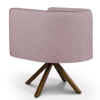 Kit 02 Poltronas Base Giratória Madeira Veludo Rosê C-305 - 3