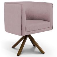 Kit 02 Poltronas Base Giratória Madeira Veludo Rosê C-305 - 8