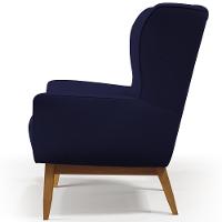 Poltrona Fixa Base De Madeira D02 Veludo Azul Marinho C-304 - 3