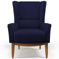 Poltrona Fixa Base De Madeira D02 Veludo Azul Marinho C-304 - 6